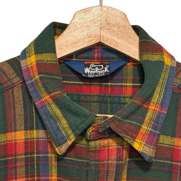 VTG 70s Plaid Woolrich Button Up Shirt Shacket SIZE M / L Heavy Cotton USA MADE - Picture 3 of 12